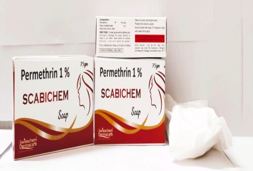 Permethrin medicated soap for scabies and lice removal